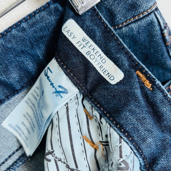 Seven7 Womens Easy Fit Boyfriend Jeans Blue Denim Frayed Hem Size 8 - Picture 6 of 14